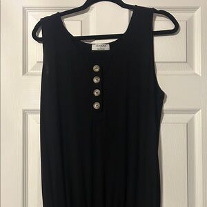 Black Sleeveless Button Down Jumper